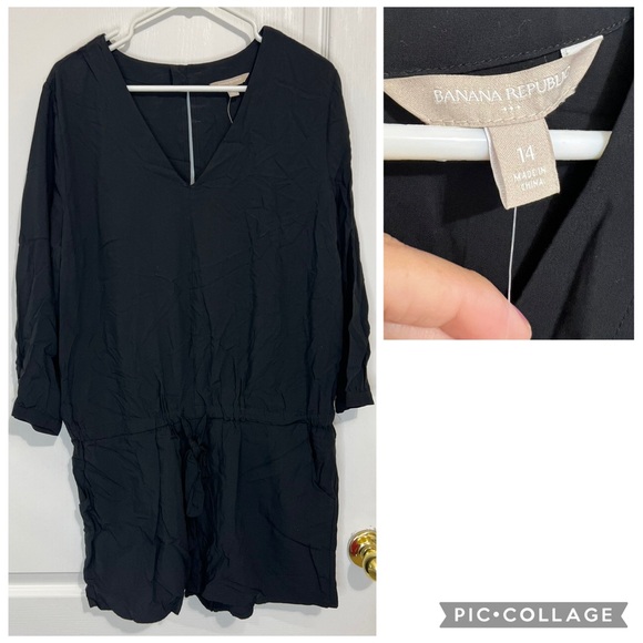 Banana Republic Black V neck long sleeves romper size 14 - Picture 1 of 12